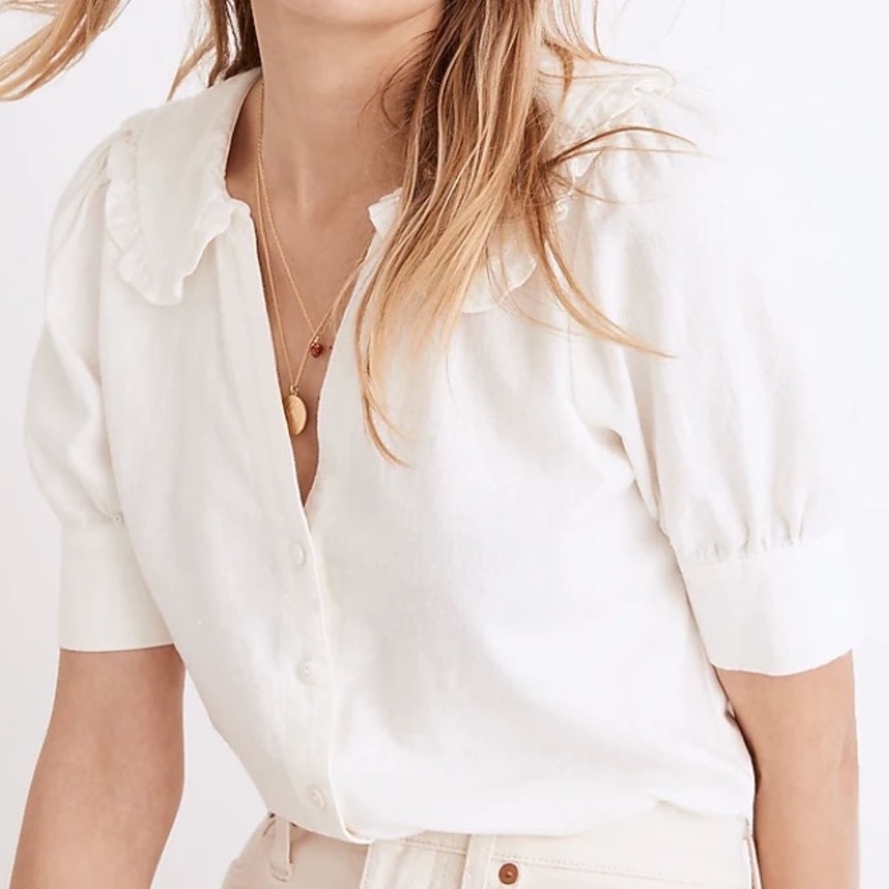 Madewell Linen-Blend Peter Pan Collar Shirt NWT